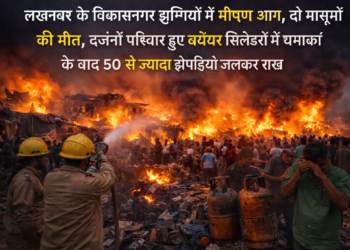 लखनऊ में भीषण आग का तांडव…विकासनगर की झुग्गियों में दो बच्चों की मौत, दर्जनों घर जलकर राख