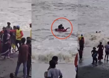 समुद्र में डूबने लगी 7 साल की बच्ची, लाइफगार्ड ने तेज लहरों में कूदकर बचाई जान