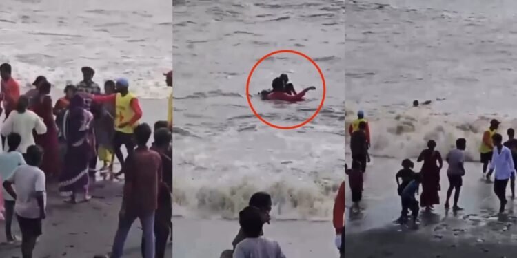 समुद्र में डूबने लगी 7 साल की बच्ची, लाइफगार्ड ने तेज लहरों में कूदकर बचाई जान