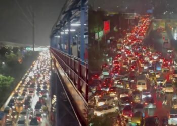 दिल्ली-एनसीआर बारिश से बेहाल… सड़कें बनीं तालाब, कई किलोमीटर लंबा जाम, रेड अलर्ट जारी
