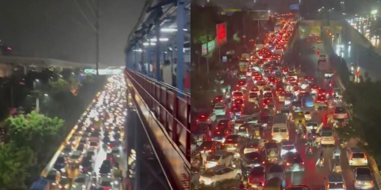 दिल्ली-एनसीआर बारिश से बेहाल… सड़कें बनीं तालाब, कई किलोमीटर लंबा जाम, रेड अलर्ट जारी